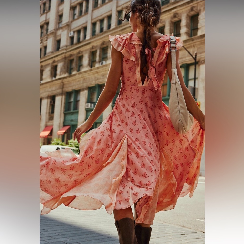 Free People Joaquin Dress in Peach Combo